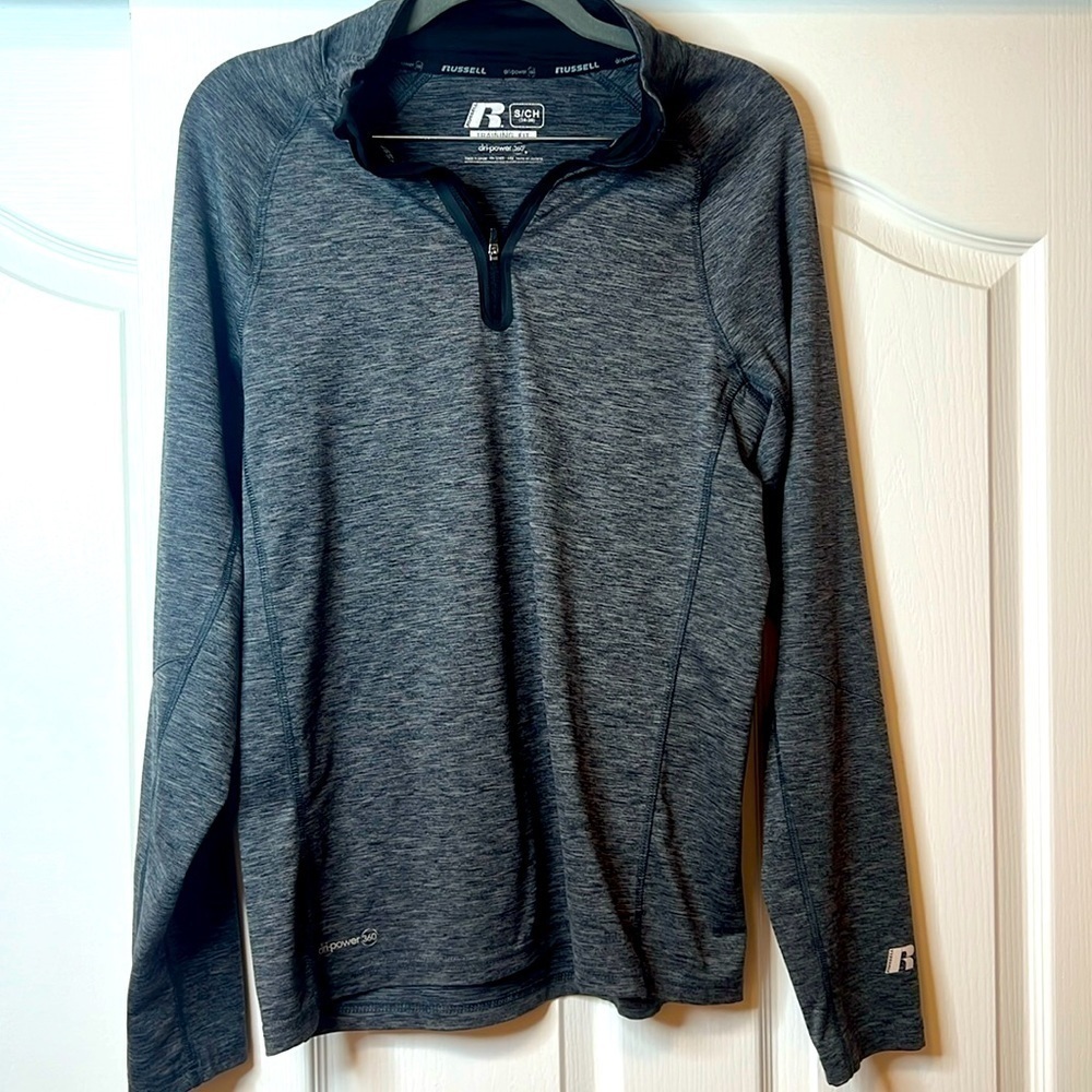 RUSSELL DRI-POWER 360 Training Fit GRAY CHARCOAL 1/4 Zip Men's Small